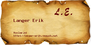 Langer Erik névjegykártya
